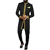 African Suit for Men Jacket and Trousers 2 Piece Set Dashiki Blazer with Kerchief Bazin Riche Kaftan Wedding Evening