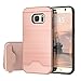 Samsung Galaxy S7 Case, Raydem Galaxy S7 Shockproof Case with Card Slot Holder and Built-in Kickstand,Wire Drawing Cover Design (Rose Gold, S7)
