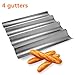 Ohomr No-stick French Bread Pan for Baking Baguettes Metallic Perforated Wave Loaf Bake Mold 4 Gutters Baguette Pan