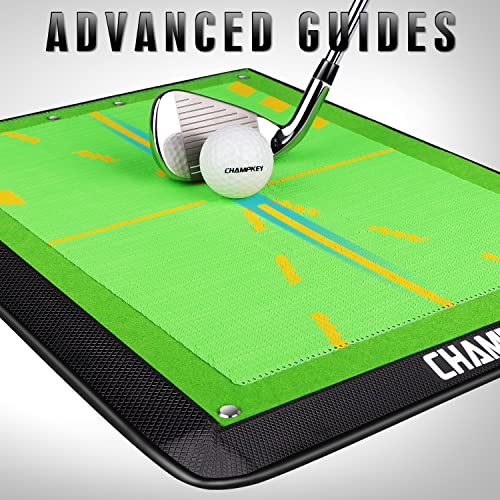CHAMPKEY Professional 13" x 17" Impact Golf Mat 3.0 Edition｜Swing Path Feedback Golf Hitting Mat