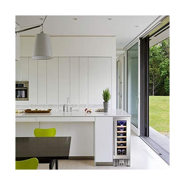 Joy-Pebble-Wine-Cooler-18-Bottle-Built-in-Wine-Cellar-with-Stainless-Steel-Double-Layer-Tempered-Glass-Door-and-Temperature-Memory-Function