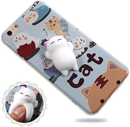 VoVan Squishy Animal iPhone 7 Case 3D Cute Soft Silicone Poke Squishy Pet Phone Back Cover for iPhone 7 (White Bear)