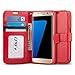 J&D Case Compatible for Galaxy S7 Edge Case, [Wallet Stand] [Slim Fit] Heavy Duty Protective Shock Resistant Flip Cover Wallet Case for Samsung Galaxy S7 Edge Wallet Case - Red