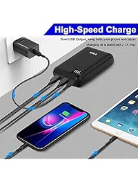Mini Cargador Portátil Batería 10000mAh Power Bank USB Externo Batería Packs con Dual USB Salida 2.1A para IPhone IPad Samsung Galaxy  LG Teléfonos Tablet [UL Certificado Cargador de Pared Incluido] TININ