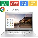 Newest HP 14-inch Chromebook HD SVA (1366 x 768) Display, Intel Dual Core Celeron N2840 2.16GHz, 4GB DD3L RAM, 16GB eMMc Hard Drive, Bluetooth, HDMI, Stereo speakers, HD Webcam, Google Chrome OS