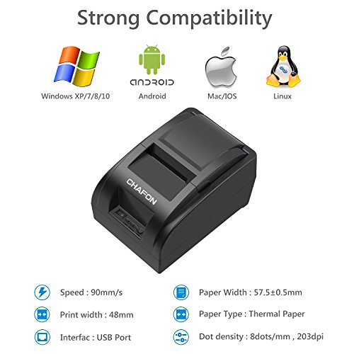 58MM USB Thermal Receipt Printer, Chafon Portable Printer High Speed Printing Compatible with ESC/POS Print Commands Set for Retail Store, Small Business, Restaurant, Canteen and More