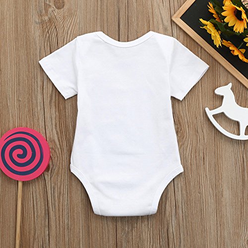 Clearance Sale 0-24 Months Newborn Infant Baby Kids Girl Boy Letter Print Romper Jumpsuit Sunsuit Outfits Clothes (White A, 0-6 Months) - Thumbnail 3