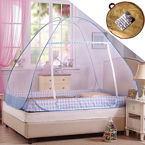 Hasika Pop-Up Mosquito/Folding Mosquito Net Tent Canopy Curtains for Beds Anti Mosquito Bites Folding Design with net Bottom for Babys Adults Trip(71 x 79 x 61 inches)