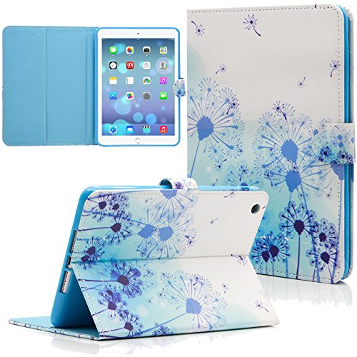 iPad Mini Case, iPad Mini 2 & Mini 3 Case, Dteck(TM) Folio Stand Leather Case with Auto Wake/Sleep Function Smart Cover for Apple iPad Mini 123 with Stylus Pen & Clean Cloth (02 Blue Dandelion)