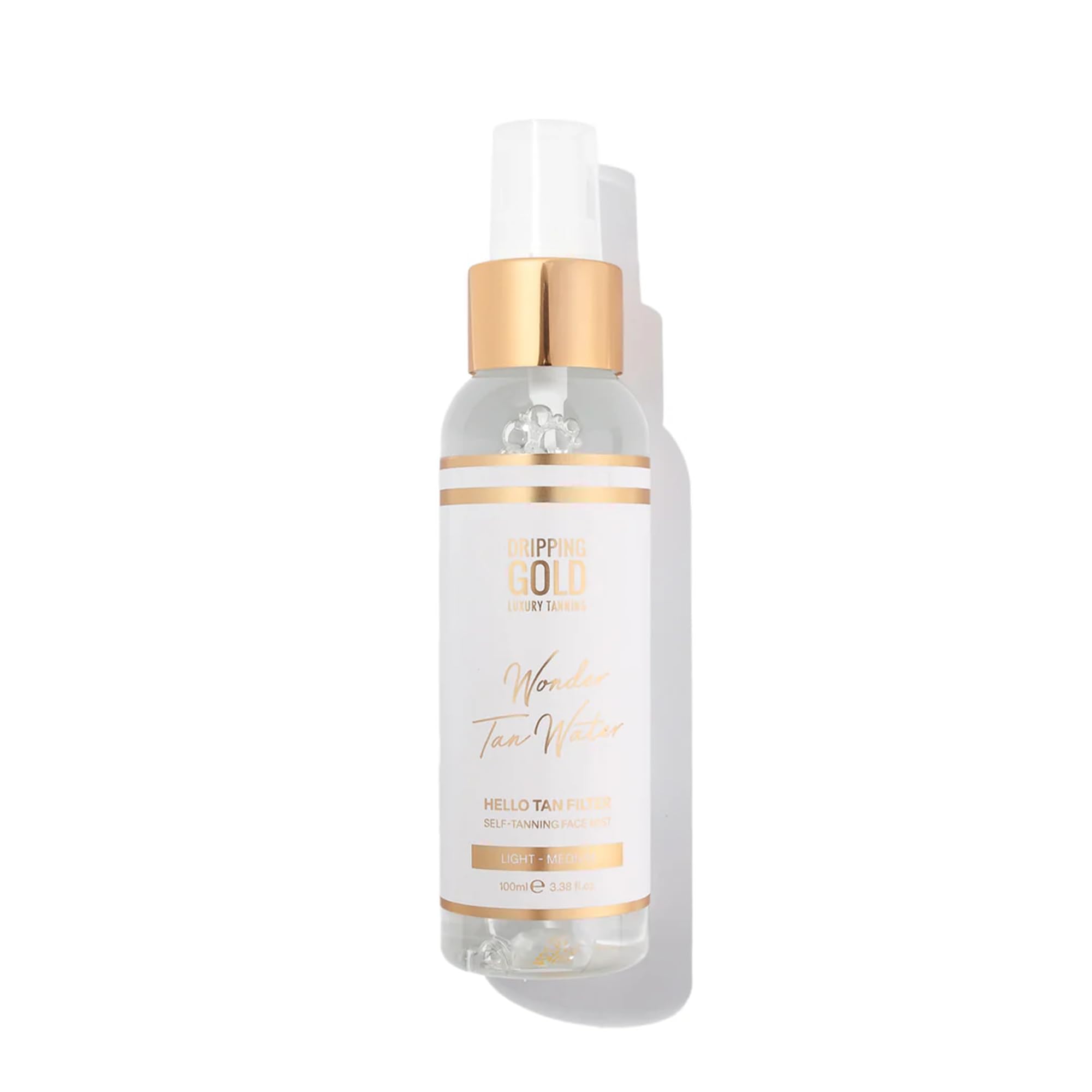 Dripping Gold Water Light/Medium Self Tanning Mist 100ml for Light to Medium Skin Tones, Hydrating Formula, Vegan Friendly