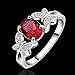 NYKKOLA New Arrival 925 Silver Beautiful Ruby Diamond Fashion Band Ring for Women Lady Lovers(O)