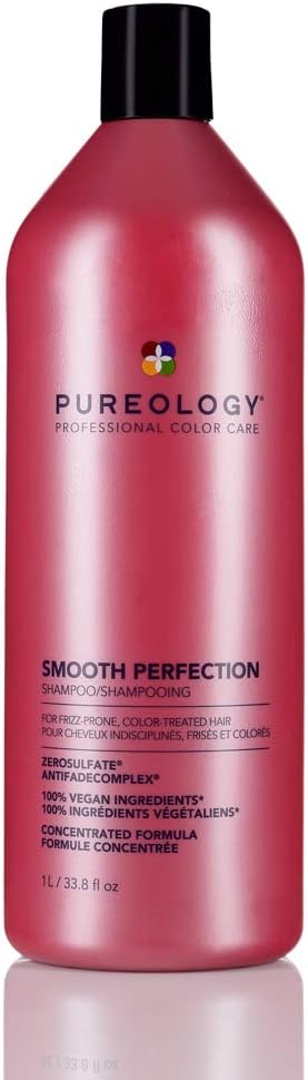 Pureology Smooth Perfection, Shampoo, For Frizz-Prone, Colour Treated Hair, Vegan Formulas, Sulphate Free for a Gentle Cleanse
