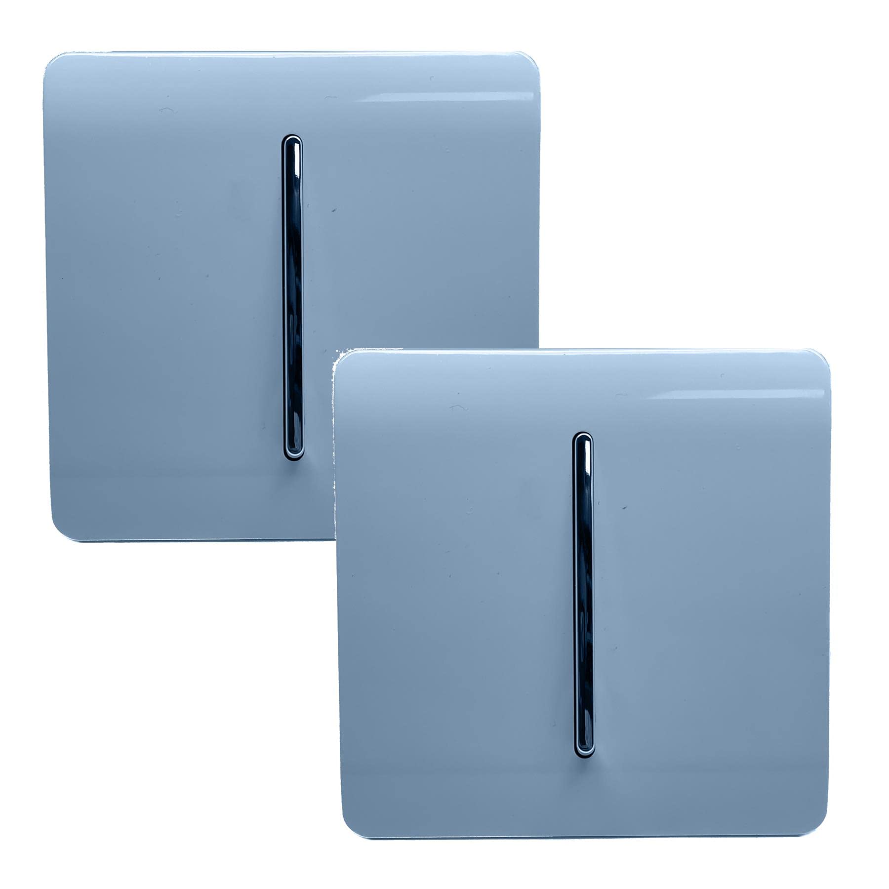 Trendi 1 Gang 2 Way Artistic Modern Glossy 10 Amp Rocker Tactile Light Switch Sky (2 Pack)