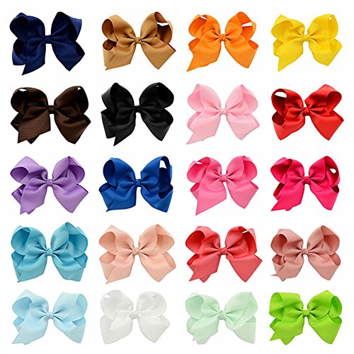 YHXX YLEN 6inch Large Solid Grosgrain Ribbon Hair Bows With Alligator Clips For Teens Kids Set Of 20 Color - Thumbnail 2