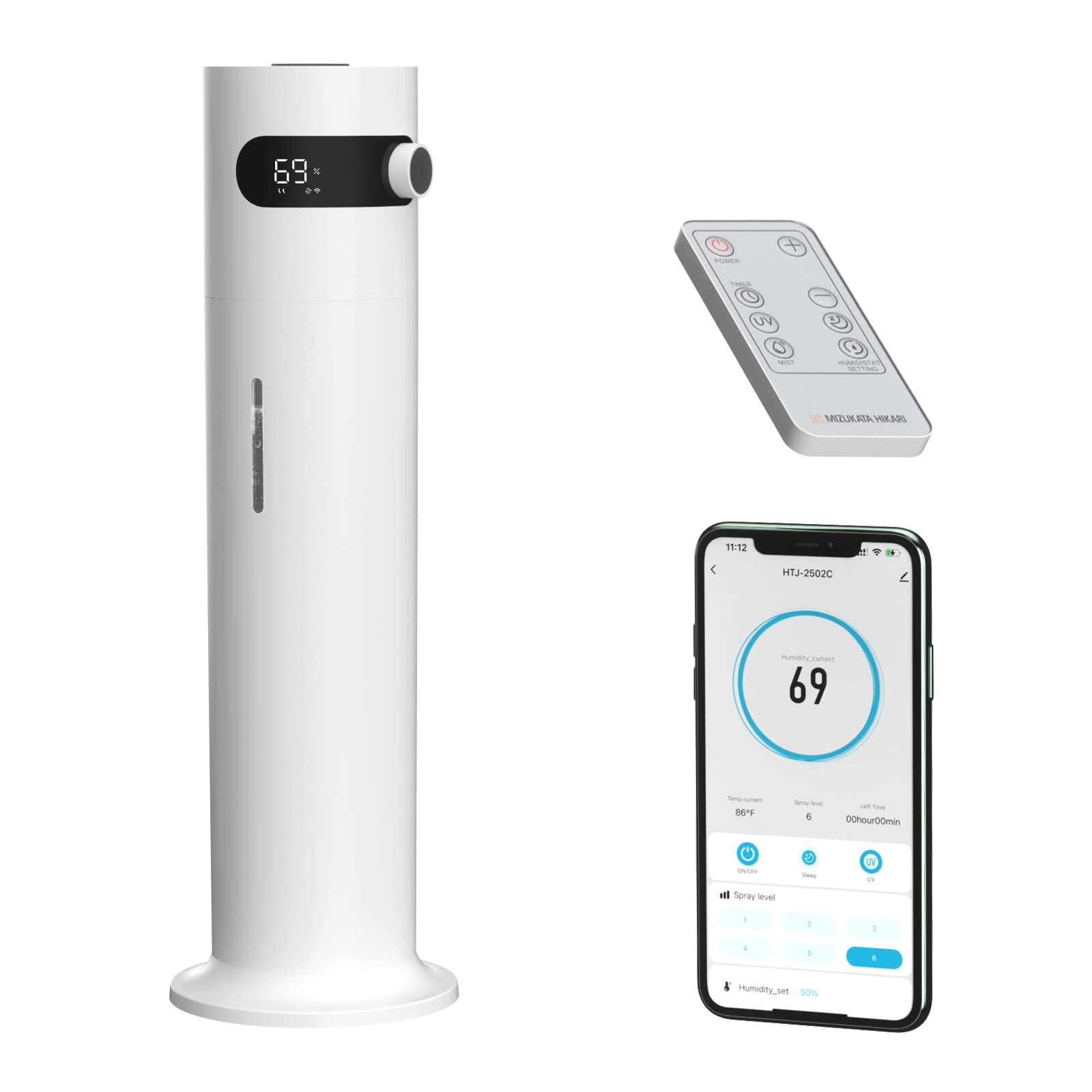 Photo 1 of (parts) MIZUKATA HIKARI Top Fill Ultrasonic Cool Mist Humidifier for Large Room, Bedroom, Baby, Adults - 8.5L/2.25Gal, Smart & Remote Control, Quiet, Auto Shut Off