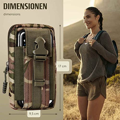 ONEFLOW Funda de supervivencia compatible con ZTE Blade A52 – Funda de nailon con mosquetón, funda táctica EDC con soporte para cinturón, funda exterior – Camo Verde