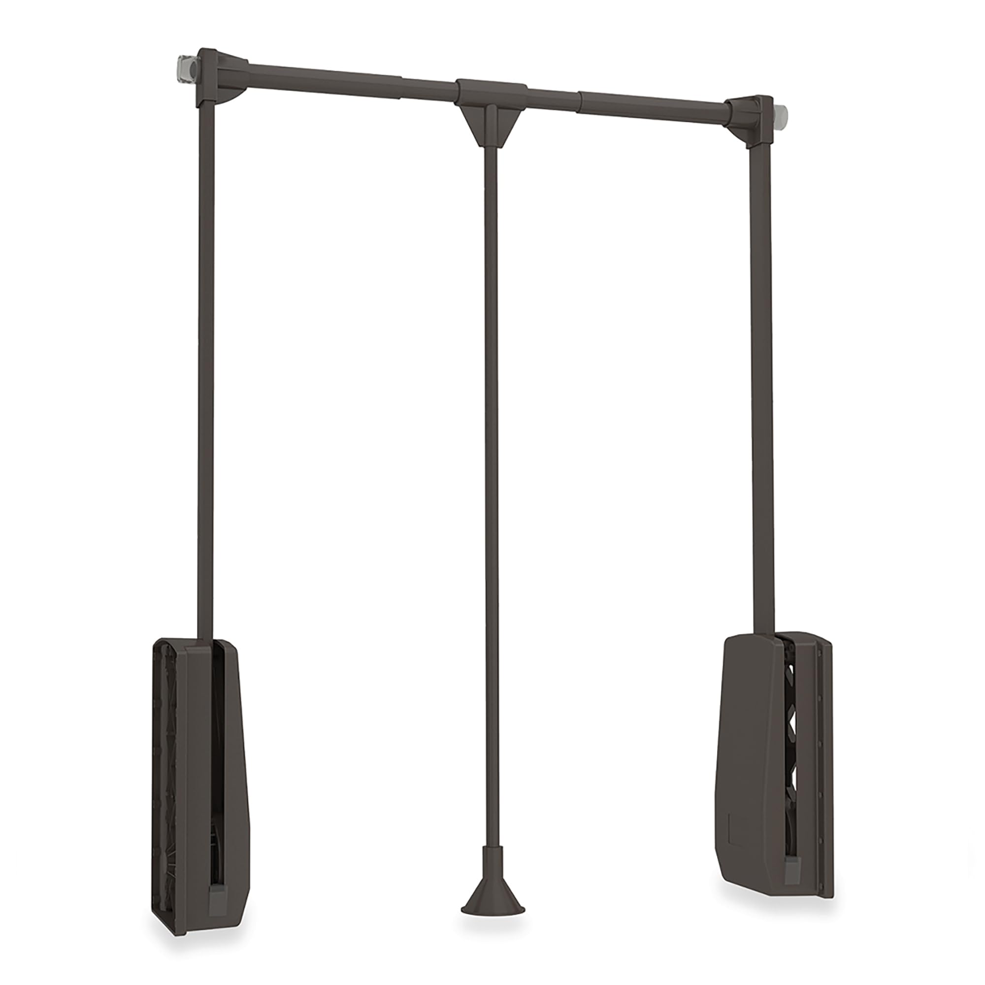 Emuca - Hang pull down wardrobe rail lift, adjustable width 600-830mm (23,6-32,6 inch), moka painted finish