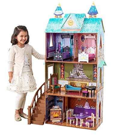 KidKraft 65945 Disney® Frozen - Die Eiskönigin Elsa Arendelle Palace Puppenhaus Schloss aus Holz mit Zubehör für 30 cm große 