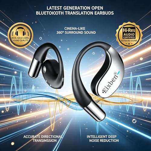 4-in-1 Latest AI Bluetooth Translation Earbuds,Ultra Hi-Fi Dolby Sound,Powerful Bass & Full-Range Frequency Response,No Subscription Required, 148 Global Mainstream Languages, Works with iOS & Android