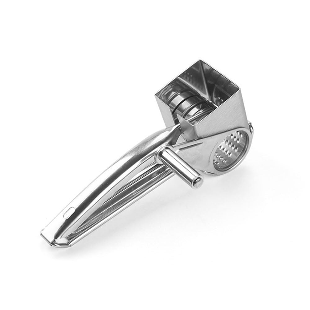 Versatile Stainless Steel Rotary Cheese Grater, Perfect Kitchen Tool for Cheese Garlic Ginger Chocolate and Parmesan Slicing and Shredding