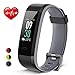 Fitness Tracker, Heetik Activity Tracker with Heart Rate / Sleep Monitor IP68 Waterproof Smart Wristband with Calorie Steps Counter Color Touch Screen Watch Pedometer For Kids Women Men (Black&Gray)