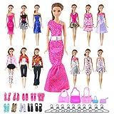 UCanaan 39Pcs Doll Clothes and Accessories for 11.5'' Barbie Dolls (Includes 10 Set Random Pattern Casual Fashion Dresses + 10 Pairs Shoes + 10 Hangers + 5 Pcs of Bags + 4 Sling Clothes)