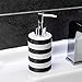 Harbour Housewares 3 Piece Bathroom Accessory Set - Soap Pump Dispenser & Dish & Toothbrush Tumbler - Black Stripe