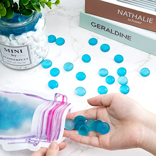 FUTUREPLUSX Frosted Flat Glass Marbles, 100PCS Blue Flat Glass Pebbles Vase Filler Beads Decorative Flat Round Gemstone for Home Decor