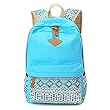Plovex Korean Canvas Printing Backpack Women School Bags for Teenage Girls Cute Bookbags Vintage Laptop Backpacks Female (sky blue)
