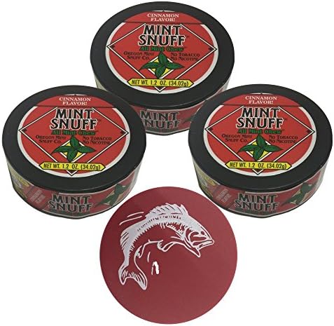 Oregon Mint Snuff - Tobacco Free - Non Tobacco Herbal Chew - 3 Cans - Includes DC Skin Can Cover (Cinnamon) (Bass)