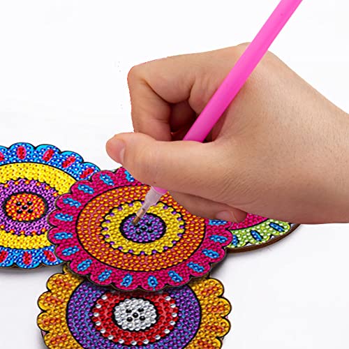 4 Pcs Diamond Paintings Coasters, DIY Coasters Small Diamond Painting Kits for Beginners, Adults & Kids Diamond Art Craft Supplies Home Decor(without iron holder)