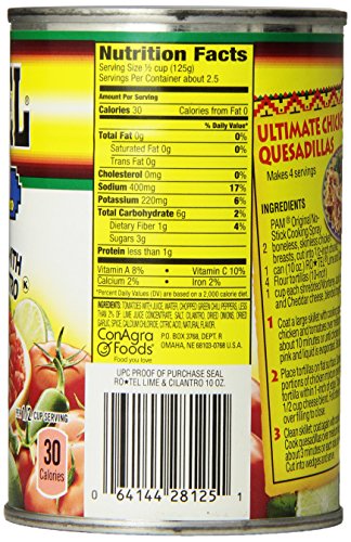 ROTEL Mexican Style Diced Tomatoes with Lime Juice and Cilantro, 10 Ounce