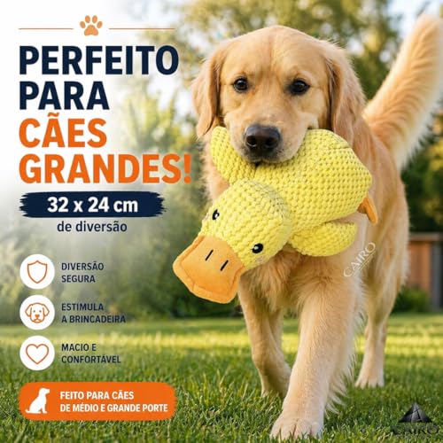 Brinquedo de Pelúcia para Cachorro em Formato de Pato Amarelo Macio e Interativo Ideal para Morder Brincar e Entreter o Pet (Grande, PET)