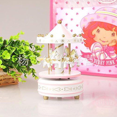 "Gold 1Pc " Wooden + Plastic Merry-Go-Round Carousel Music Box Christmas Birthday Gift Toy Set99
