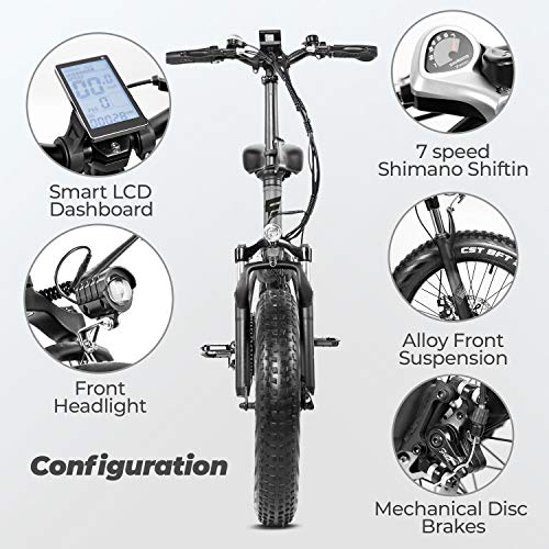 eAhora X5 Pro 500W Fat Tire Folding Electric Bike for Adults Dual Disc