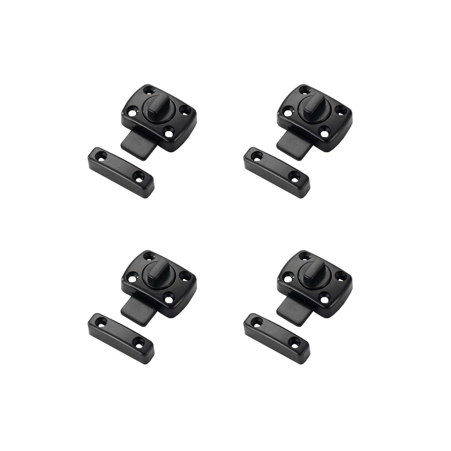 LIKERAINY Bathroom Toilet Door Latch 42x31mm Rotate Bolt Gate Latch Door Lock Zinc Alloy Coated Matte Finish Black 4pcs