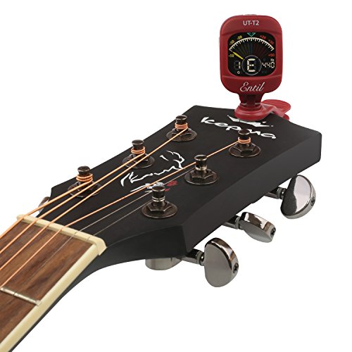 Guitar Tuner Full Color Display Electronic Digital & Chromatic Clip On Tuner for Guitar, Bass and Violin Lovers (Guitar tunner-Red)