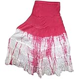 Mogul Interior Women's Beach Skirt Double Tone Pink White Tiedye Hippe Chic Skirts
