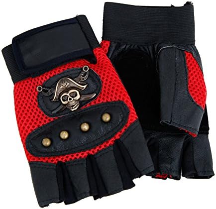 Fashion Motorcycle Gloves Pirate Skulls Half Finger Cycling Gloves With Rivets Exercise, Outdoor Sports, Riding Racing Equipment