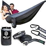 Camping Parachute Double Hammock with Tree Straps and Carabiners - Portable Extra Light Nylon Fabric and Large High Weight Capacity - Equipment for Outdoor Backpacking, Hiking, Travel, Beach, Yard