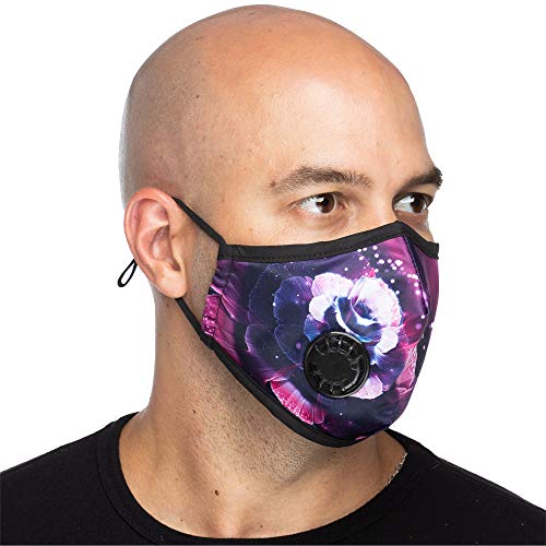 Debrief Me Dust Mask - Anti Pollution Breathable Respirator Mask (1 Mask + 6 Filters) Military Grade N99 Flu Mask Carbon Activated Filtration - Reusable Washable - Comfy Cotton Adjusta (Purple Rising)