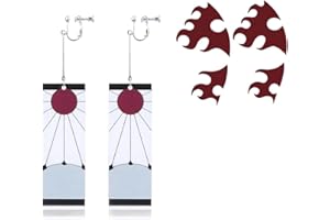 Ealipoi Kamado Tanjirou Earrings Tattoo Anime Demon Cosplay Earrings with Tattoo 2PCS