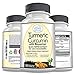 Turmeric Curcumin Veggie Capsules with Bioperine and 95% Curcuminoids for Joint Pain Relief, Protection From Cell Damage, Improved Brain Function and Heart Health and Younger Looking Skin