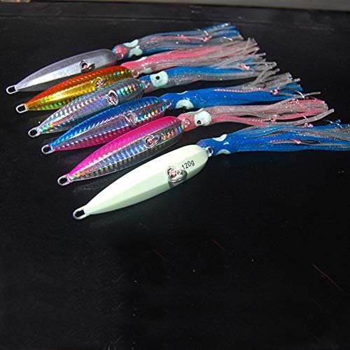 Qingzhou 5PCS Fishing Lures Squid Lead Head Baits Swim Bass Fly Jig Rubber Lure