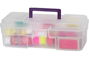 Akro-Mils 12-Inch ProBox Plastic Art Supply, Hobby or Craft Storage Toolbox, Model 09912CLPUR, (12-Inch x 5-1/2-Inch x 4-Inch), Clear