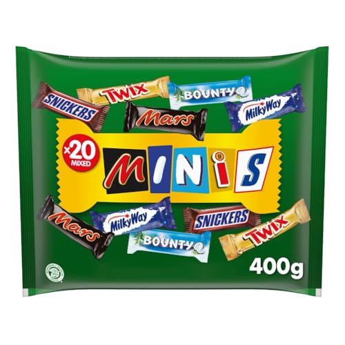 Mixed Minis Schokolade Großpackung, 20 Mini-Schokoriegel Snacks(Mars, Snickers, Bounty, Twix, Milky Way), als Süßigkeiten, Schokoladen Geschenk, Süßigkeiten Box,400g thumbnail 1