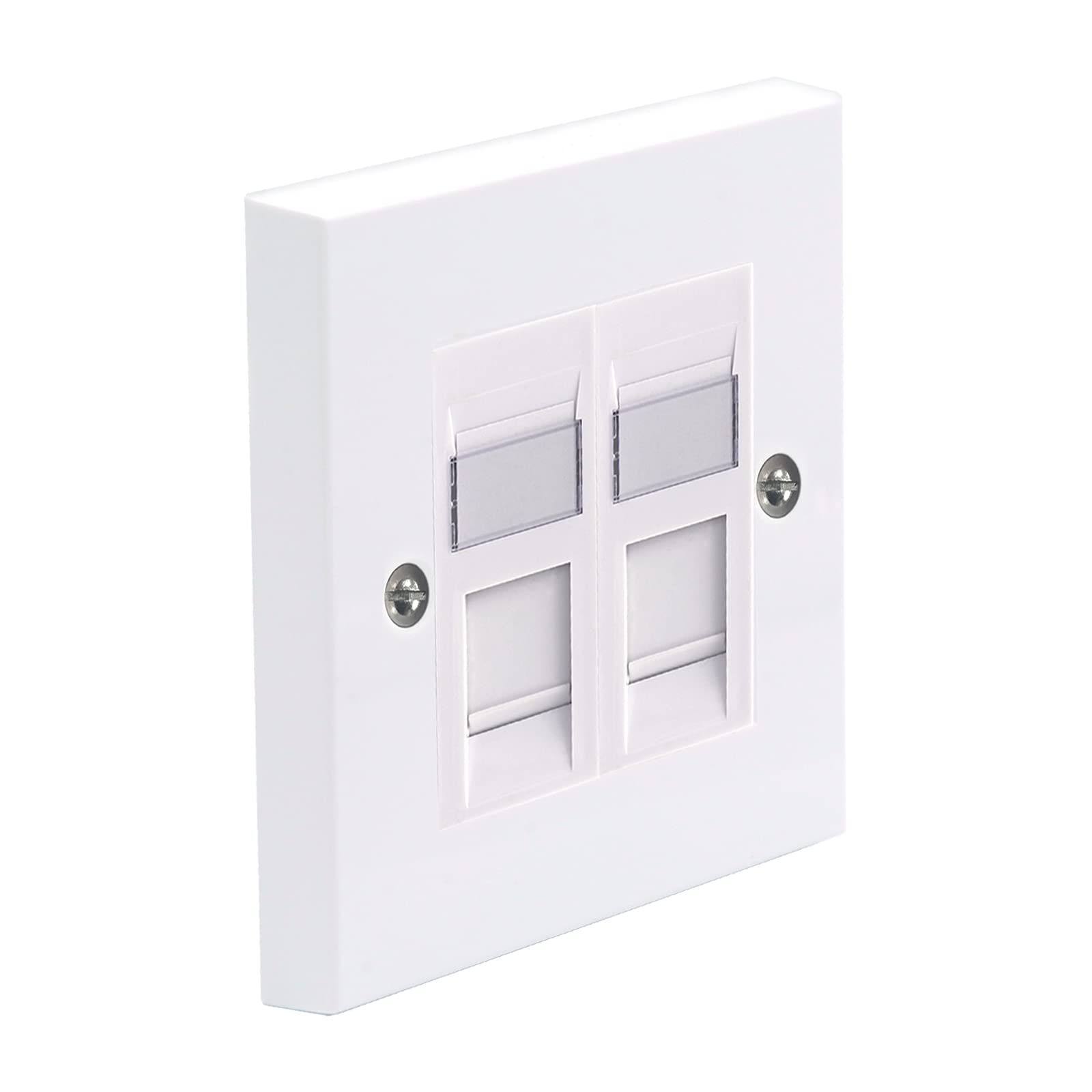 LEENUE RJ45 Socket Cat6, Ethernet Double Socket RJ45 Network Wall Plate 2 Port with Keystone Jack, 1 Pack White