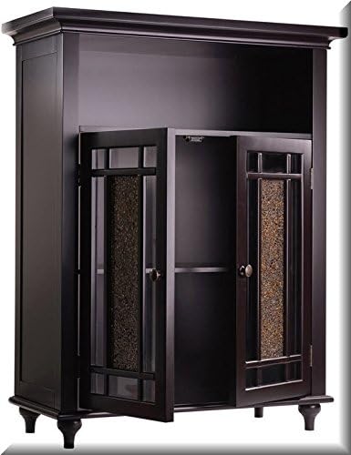 Double-Door 3-Shelf Floor Cabinet is Espresso in Color with A Beautiful Old Fashion Look. The Amber Glass Brightens Up Any Room in Your Home or Office