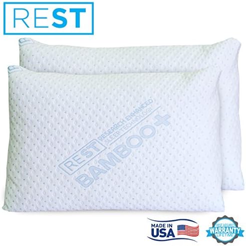 Blended Memory Foam Pillows With Super Soft Rayon Covers Derived From Bamboo, By REST. Made In The USA! Measures 20" x 30"(QUEEN 2 PACK)