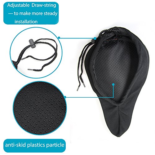 image for WOTOW Gel Bike Seat Cover Cushion, Comfortable Silica & Foam Padded Bi
